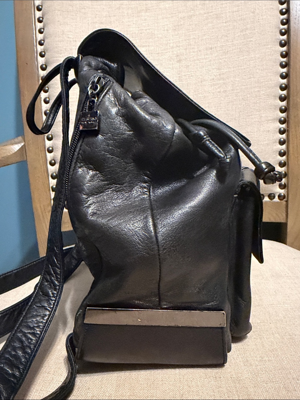 Perlina Black Leather Small Backpack - Picture 11 of 14